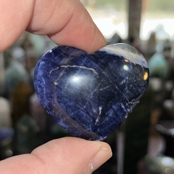3 Hand Carved Crystal Hearts! River Agate. Sodalite And Flower Agate - Picture 5 of 5